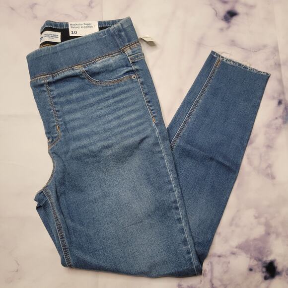 Old Navy Mid Rise Pull On Rockstar Super Skinny Jeggings 10 - Picture 1 of 5
